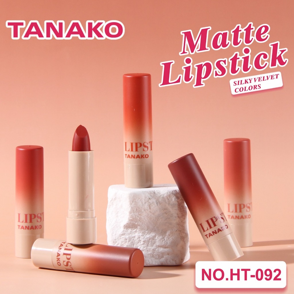 TANAKO Matte Color Lipstick ลิปสติกแมทต์ สีสวยชัด กลบสีคล้ำริมฝีปาก no.HT-092
