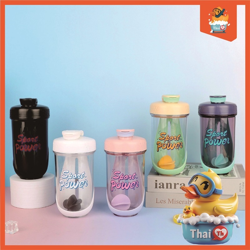Thai.th แก้วน้ำ แบบพกพา เชคโปรตีน ชงเวย์ ผสมเวย์ 590ml SportPower