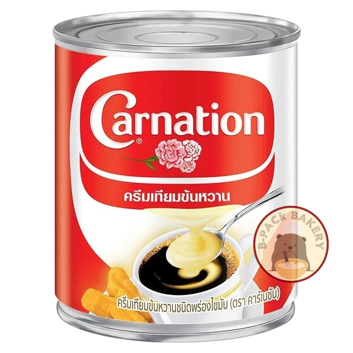 (ครีมข้นป๋อง 388g)คาร์เนชัน ครีมเทียมข้นหวาน ชนิดพร่องไขมัน 388 ก. Carnation Sweetenes Beverage Crea