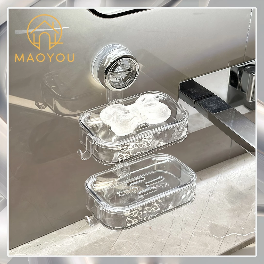 MAOYOU ที่ใส่สบู่ ที่วางสบู่ ไม่ต้องเจาะ เกาะติดแน่น ไม่หลุด ในห้องน้ำ กันน้ำ Soap Dish Holder