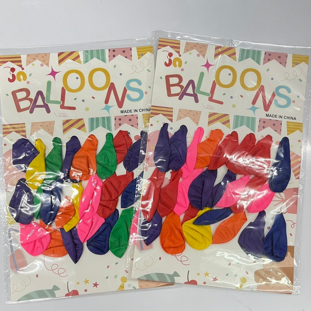 (ยกโหล 12 ชิ้น) No.604.1 ลูกโป่ง สุ่มสีแผง ขาว/เขียว {ขนาด 6 ซม} ลูกโป่งแผง หรือถุงห่อ ลูกโป่งถูก  ของเล่น ปาร์ตี้ คละสี