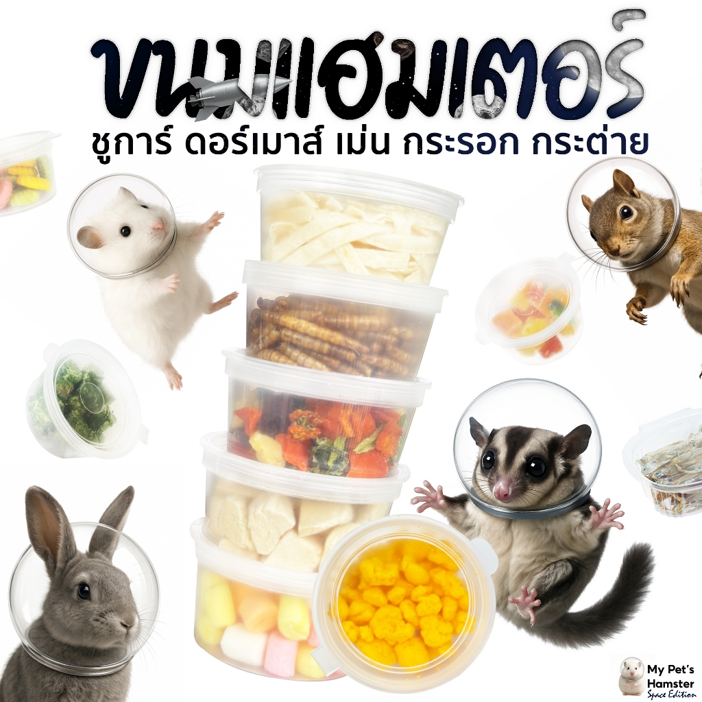 อาหารแฮมเตอร์ ขนม ขนมแฮมเตอร์  กระต่าย ชูการ์ กะรอก ดอร์เม้าท์ ใจเเอ้นท์ เม่นแคระ สัตว์เล็กอื่นๆ ( เเบ่งขายขนาดทดลอง)