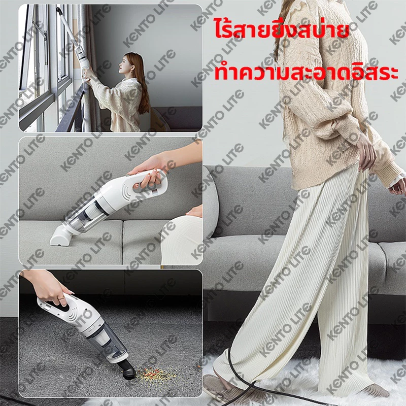 เครื่องดูดฝุ่น เครื่องดูดฝุ่นไร้สาย 35kpa แรงดูดทรงพลัง Handheld Vacuum Cleaner เครื่องดูดฝุ่นแบบมีสาย เครื่องดูดฝุ่นในบ thumbnail 4