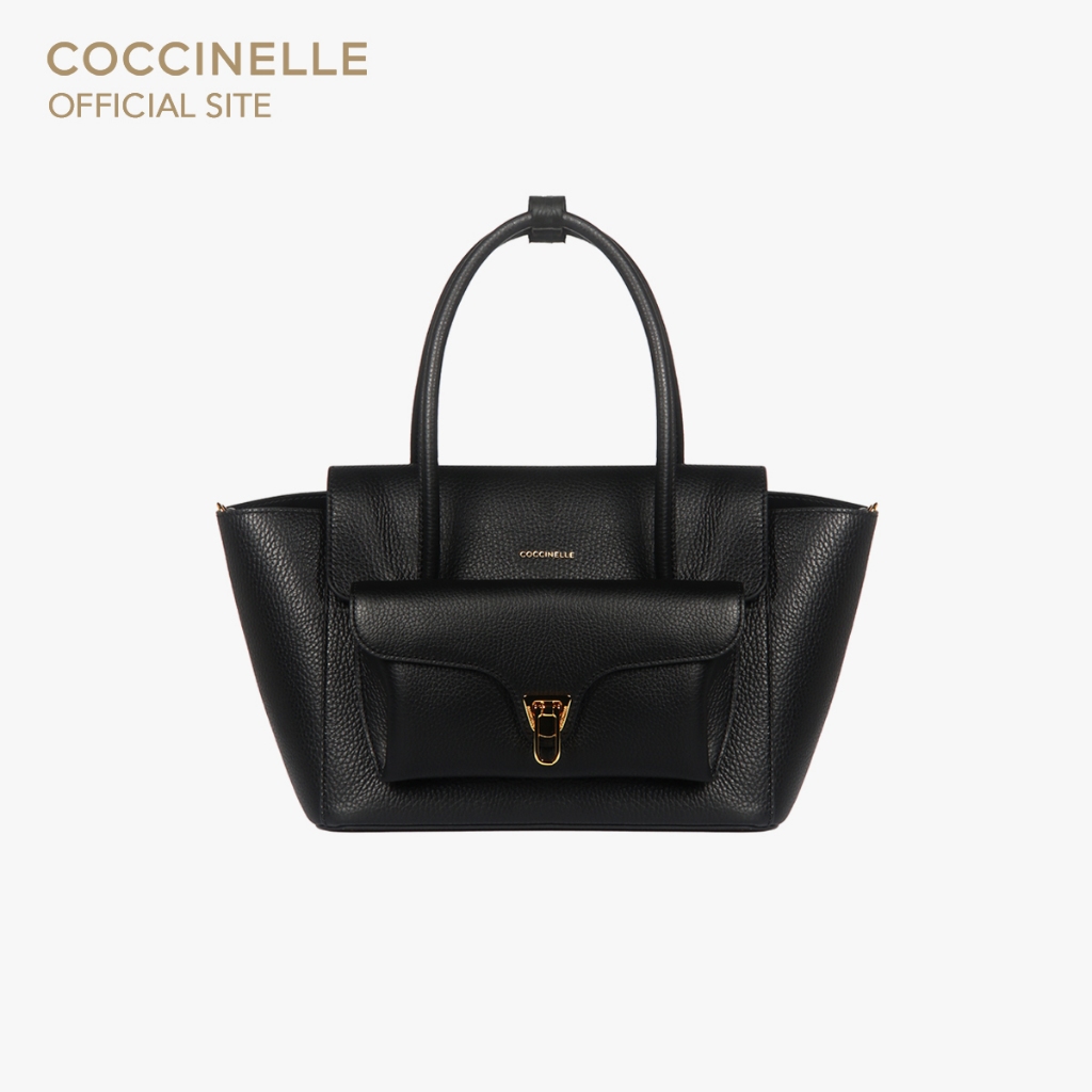 COCCINELLE กระเป๋าถือผู้หญิง รุ่น DOUBLE BEAT HANDBAG 180201 สี NOIR