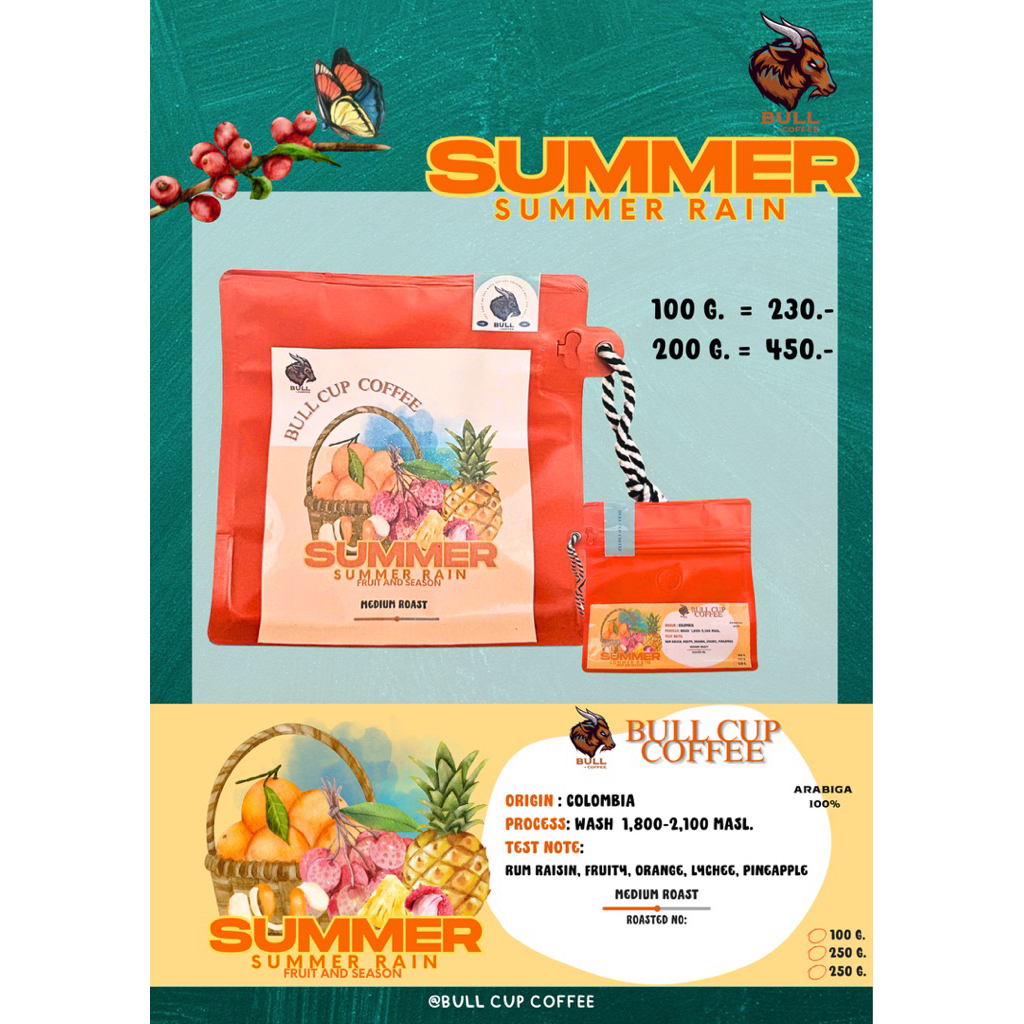 เมล็ดกาแฟคั่วอ่อน Colombia  ''Summer rain กลิ่นผลไม้รวม'' - รูปที่ 2