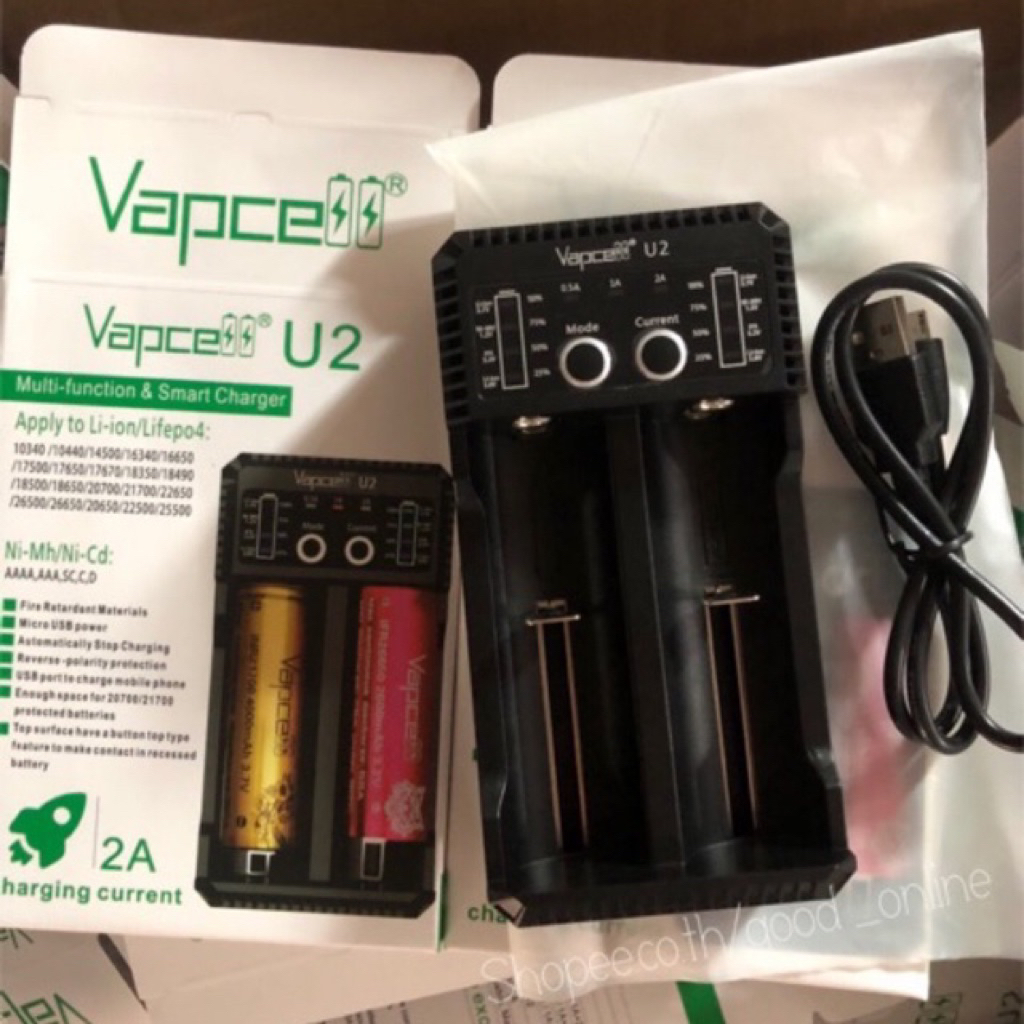 Vapcell U2 รางชาร์จถ่าน เครื่องชาร์จถ่าน แท่นชาร์จถ่าน แบบ2ก้อน
