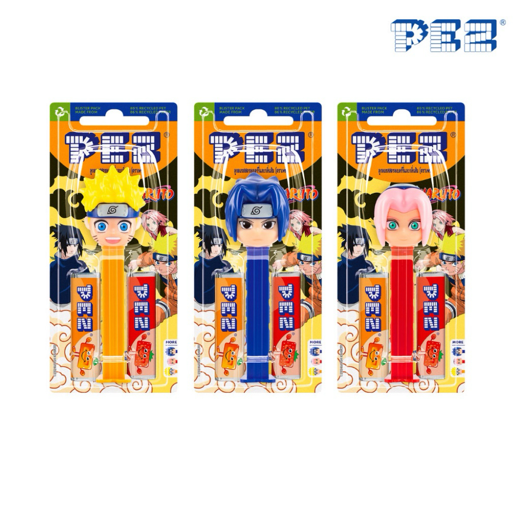 ส่งด่วน/ของแท้ - Pez Naruto Straw&Orange เพซ นารูโตะ สตรอเบอร์รี่และส้ม 17 กรัม
