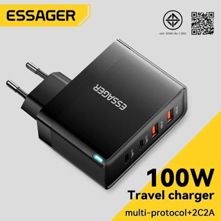 Essager เครื่องชาร์จพกพา 100W 2C+2A มาตรฐานยุโรป เหมาะกับอุปกรณ์หลากหลาย