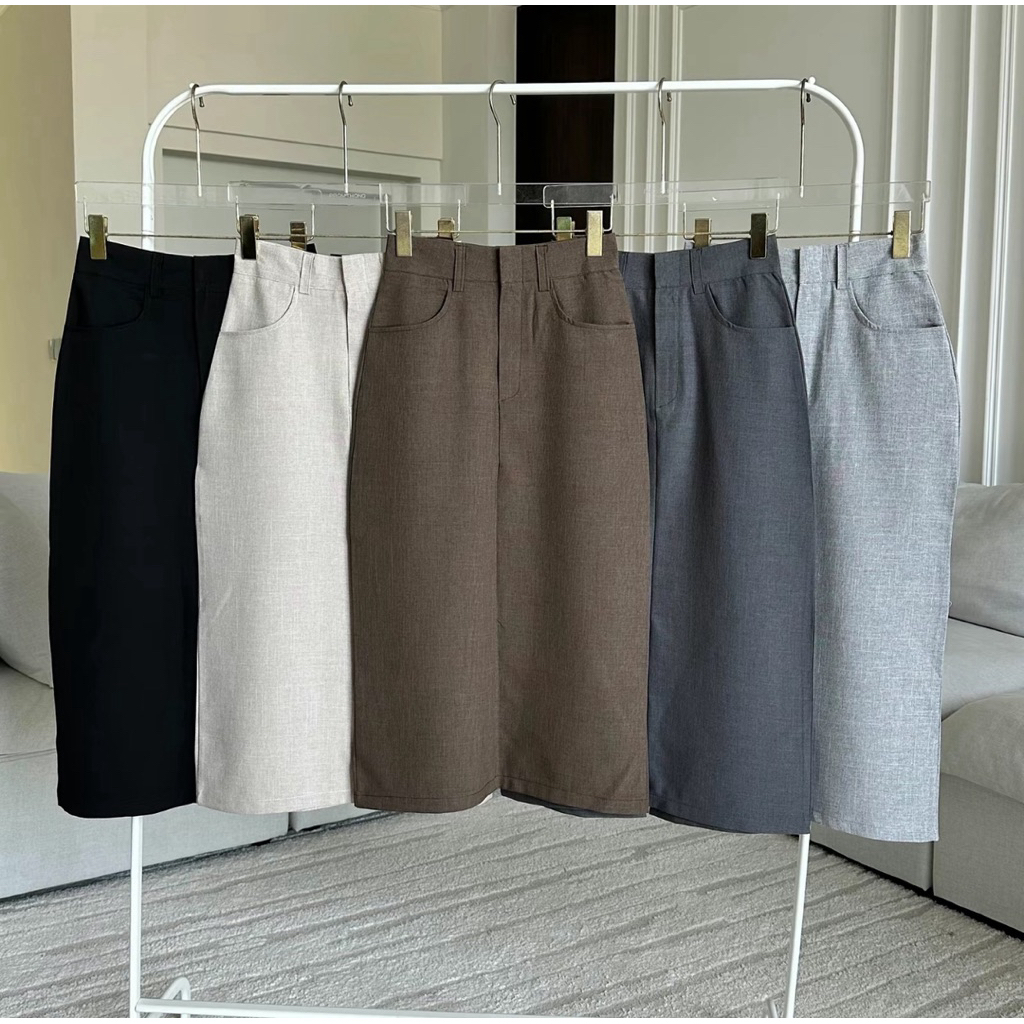 (มือสอง) กระโปรงยาว กระเป๋าหน้าคู่PROMTHONG SIZE XL