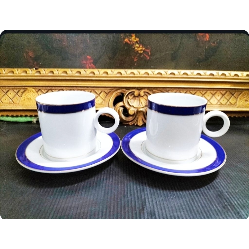 ใหม่แก้วชากาแฟ+จานรองAdam&Eveทองครบรอบไม่ซีดไม่จางก.2.5"ส.2.8"