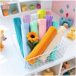 ลวดกำมะหยี่ 100ชิ้น 8 มม ที่มีสีสัน ดัดง่าย ขนนุ่มฟู ยาว 30cm หนา ทำดอกไม้ DIY จัดส่งจากประเทศไทย