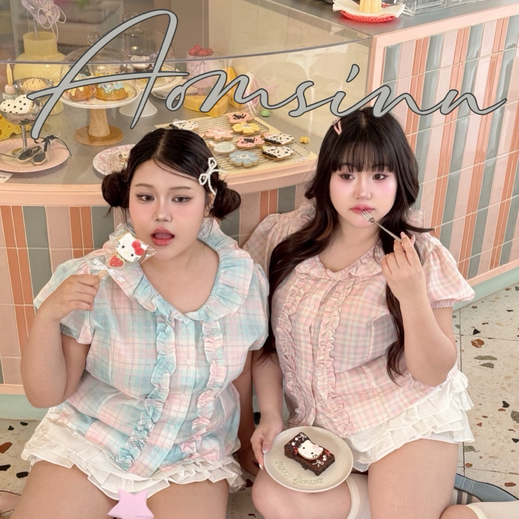 🧸𝐂𝐡𝐮𝐛𝐛𝐲𝐋𝐚𝐧𝐝.(อก38-52)🐷Aomsin Shirt🐷รุ่นออมสิน เสื้อสาวอวบ ไซส์ใหญ่ ลายสก็อตพาสเทล น่ารักที่สุด #Sh21