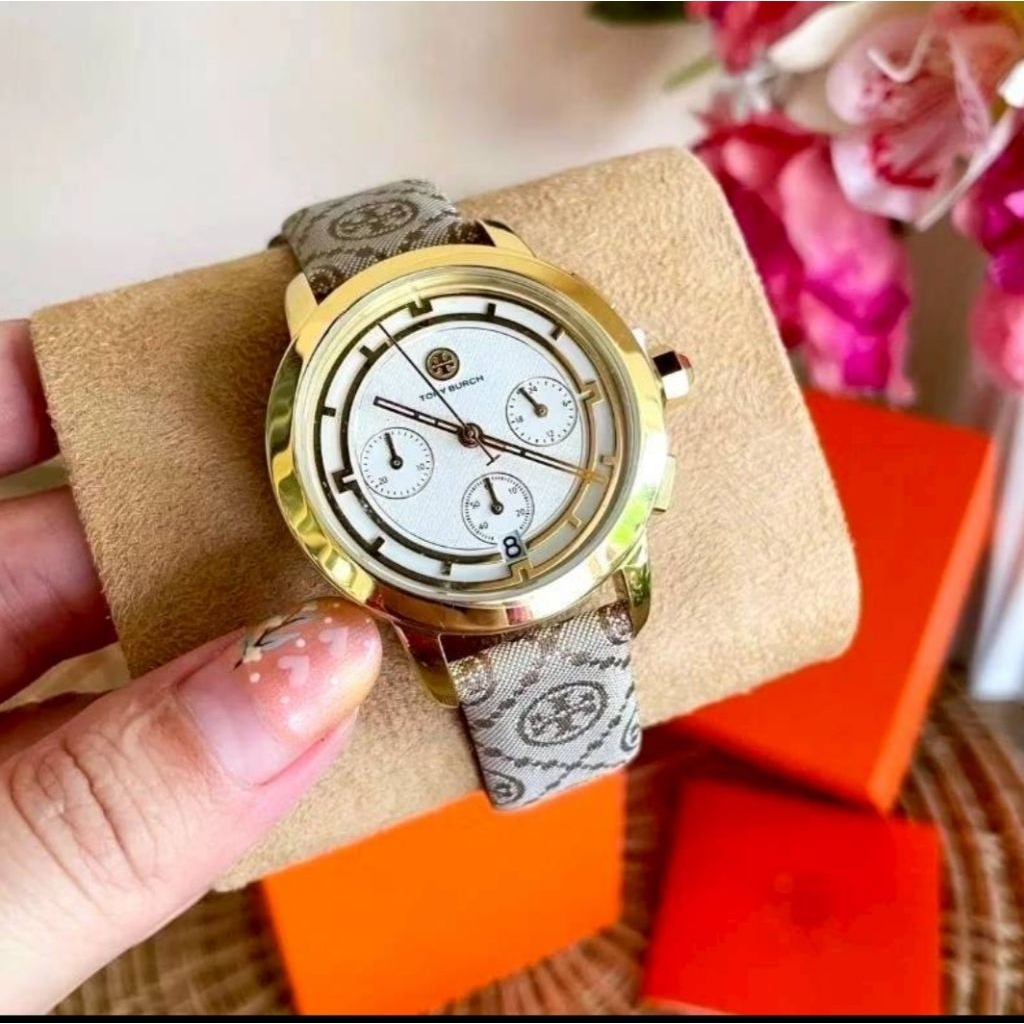 T0RY Burch T Monogram Chronograph งาน shop 36 mm.