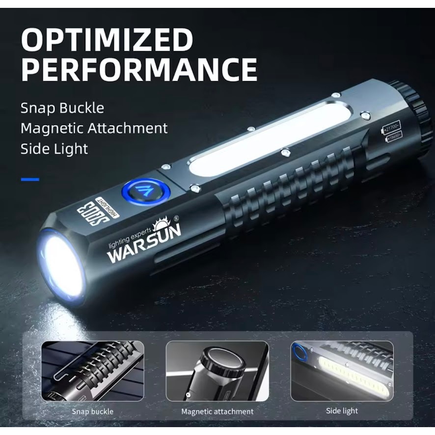 Warsun SQ03 รุ่นปรับปรุงไฟฉาย 3000Lumens Strong Light ฉุกเฉินกลางแจ้งขนาดเล็กแบบพกพา Long-Range
