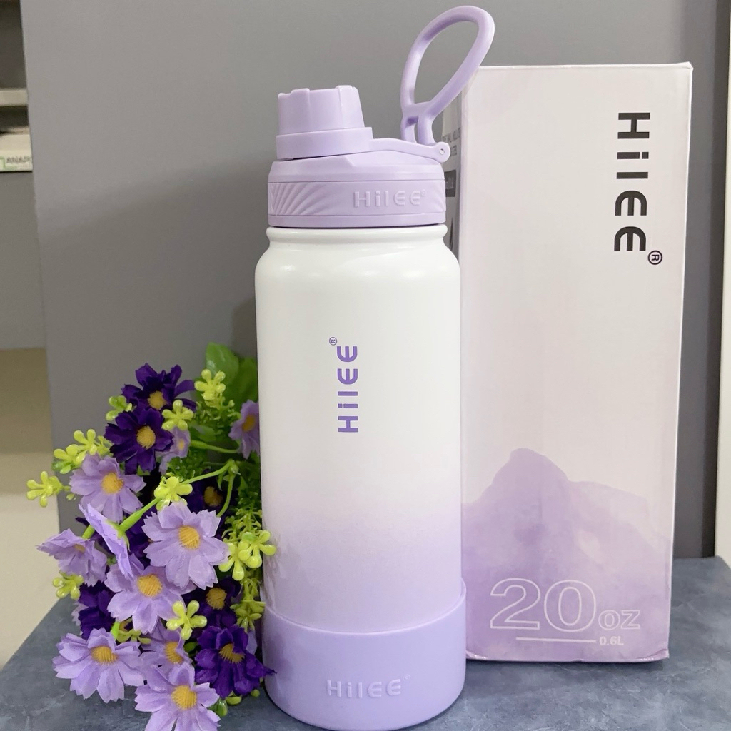 Hilee ขวดน้ำสแตนเลสเกรดการแพทย์วัสดุSUS304สีม่วงพาสเทลง
