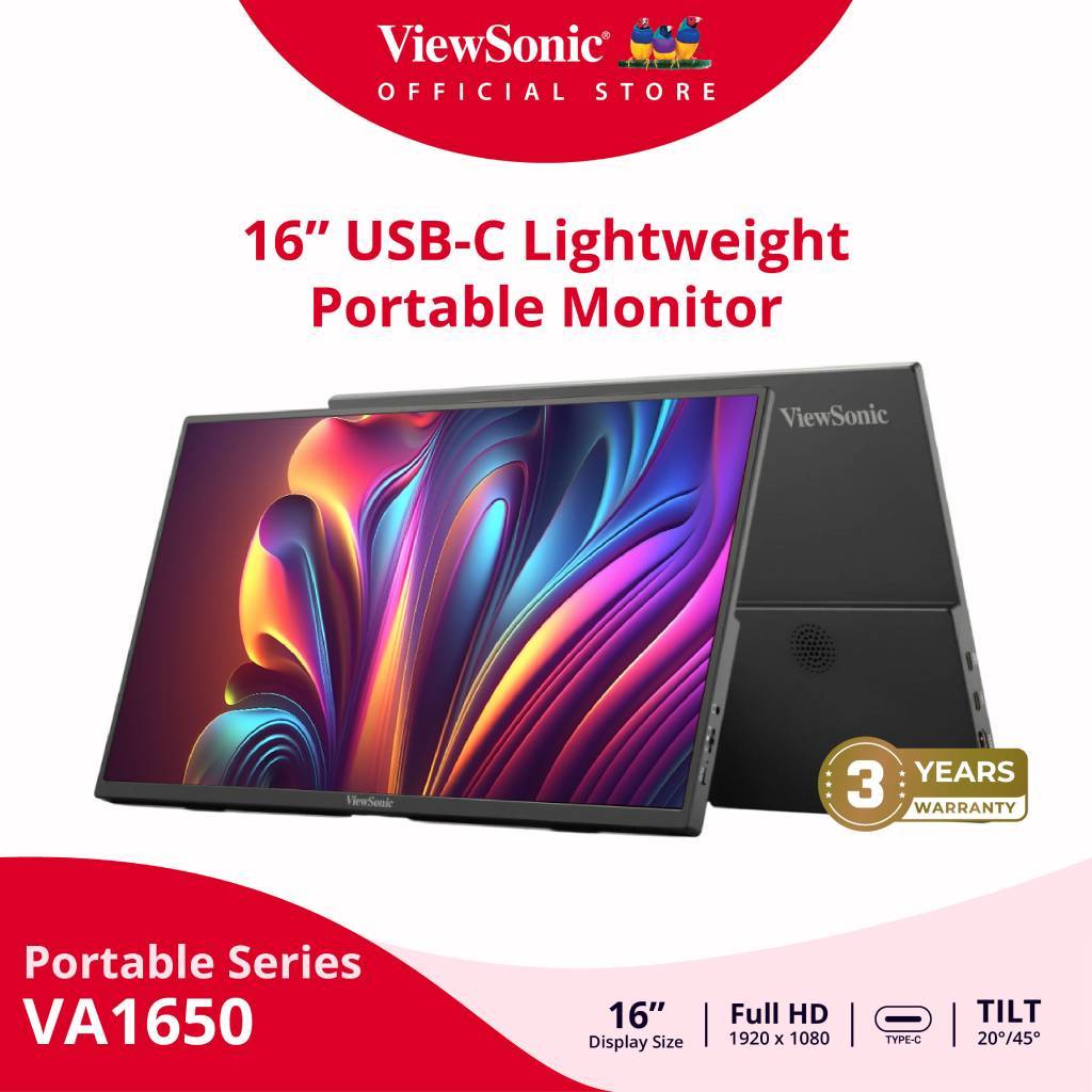 Viewsonic  Monitor  VA1650  / 16” / Full HD / 60 Hz /  7 ms  (จอมอนิเตอร์)