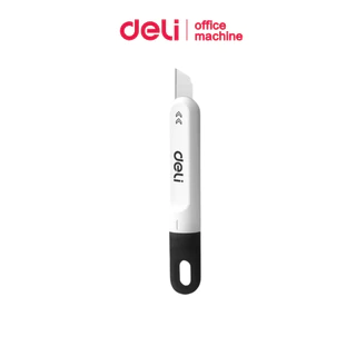 Deli คัตเตอร์มินิ มีดคัตเตอร์ หมุนเปิดปิด 180องศา รูห่วงแขวน ใบมีด SK5 คมนาน ไม่เป็นสนิม Cutter
