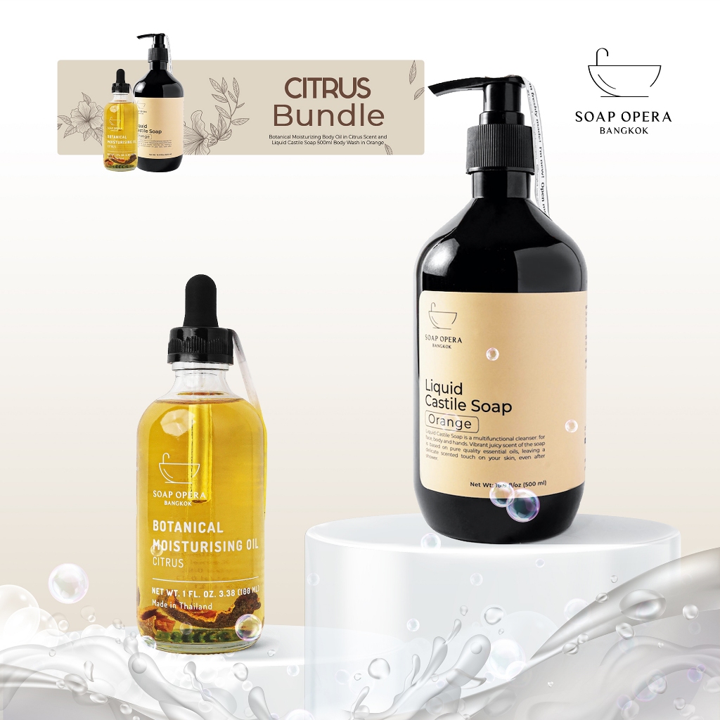 Soap Opera - Citrus Self Care Bundle 3: Moisturizing Body Oil + Liquid Castile Soap 500ml Body Wash