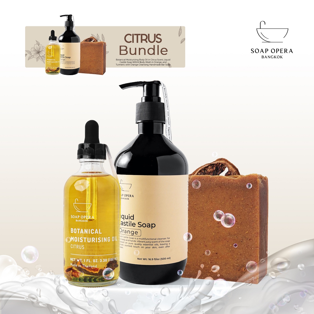 Soap Opera - Citrus Self Care Bundle 5: Moisturizing Body Oil + Castile 500ml Body Wash + Cleansing 