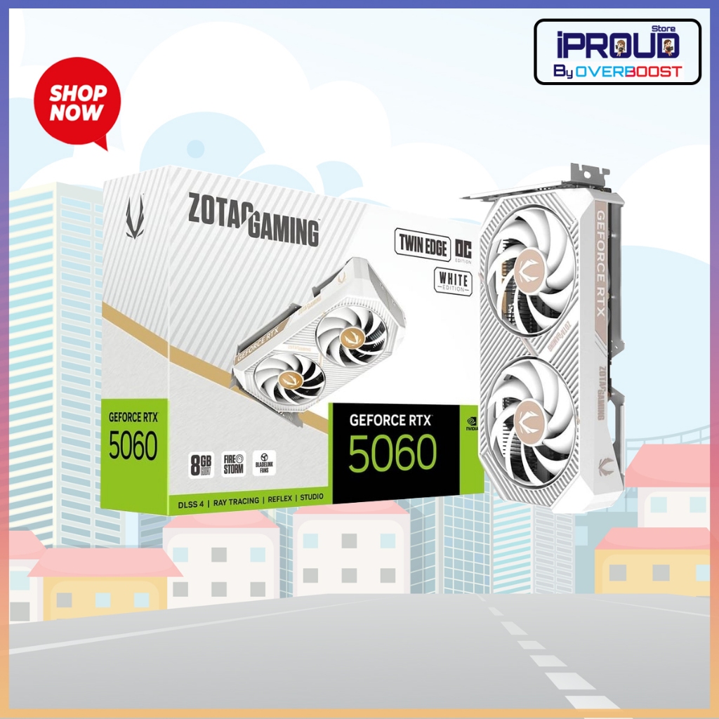 การ์ดจอ ZOTAC GAMING GeForce RTX 5060 Twin Edge OC White Edition 8GB