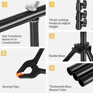 ฉากกรีนสกรีน PVC กันน้ำได้ | ฉากหลังสตูดิโอพร้อมขาตั้ง | สำหรับสตรีมมิ่ง ถ่ายวีดีโอ ถ่ายรูป | ชุดอุปกรณ์พร้อมไฟสตูดิโอ