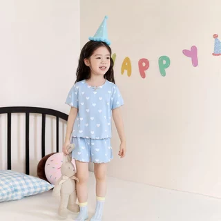 Beryl kids🌸ชุดนอนเด็ก🎀ชุดเด็กผู้หญิง แขนสั้น+กางเกงขาสั้น ฤดูร้อน ลำลอง นุ่ม สบาย ผ้าใส่เย็นสบาย แฟชั่นสไตล์เกาหลีสุดน่า