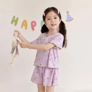 Beryl kids🌸ชุดนอนเด็ก🎀ชุดเด็กผู้หญิง แขนสั้น+กางเกงขาสั้น ฤดูร้อน ลำลอง นุ่ม สบาย ผ้าใส่เย็นสบาย แฟชั่นสไตล์เกาหลีสุดน่า
