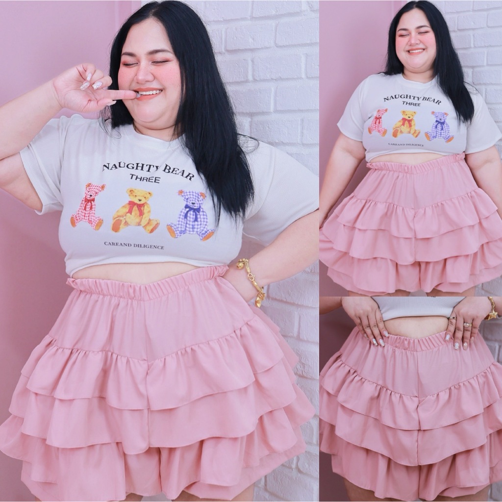 [ ส่งฟรี🔥 ] ก740/ก742 กางเกงขนมชั้น กางเกงกระโปรงขนมชั้น Lolita pants กางเกงขาสั้นคนอ้วน พลัสไซส์ สาวอวบ ทรงสวย ผ้าดีมาก รูปที่ 4