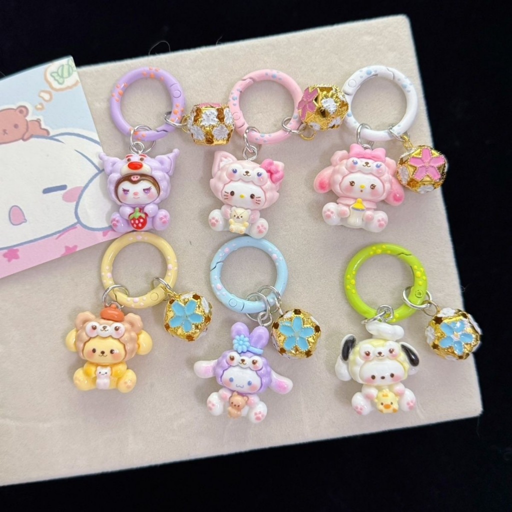 พวงกุญแจการ์ตูน Sanrio กระดิ่งกลอง  ที่ห้อยกระเป๋านักเรียนลายซานริโอ พร้อมส่งจากไทย