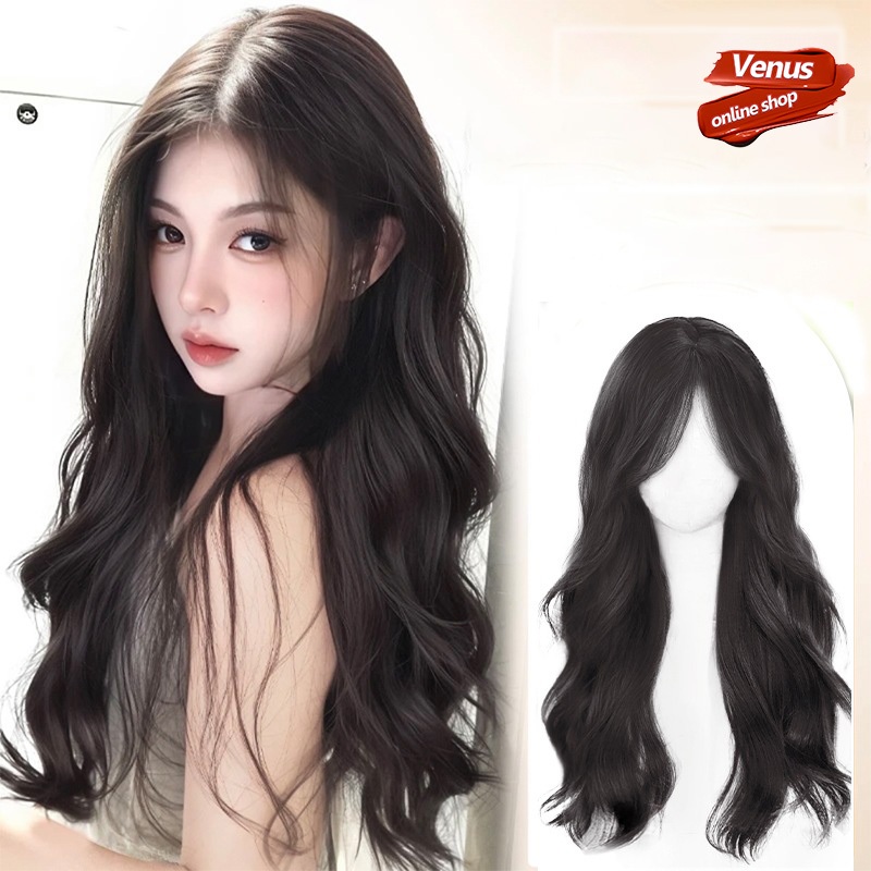 🔥ส่งไวจาก กทม🔥 สีดำ วิก 65CM-70CM วิกผมลูกไม้ด้านหน้า แฮร์พีชผมลอน วิกผมลอนคลื่น วิกผมหญิง ใส่สบายเหมือนผมจริง