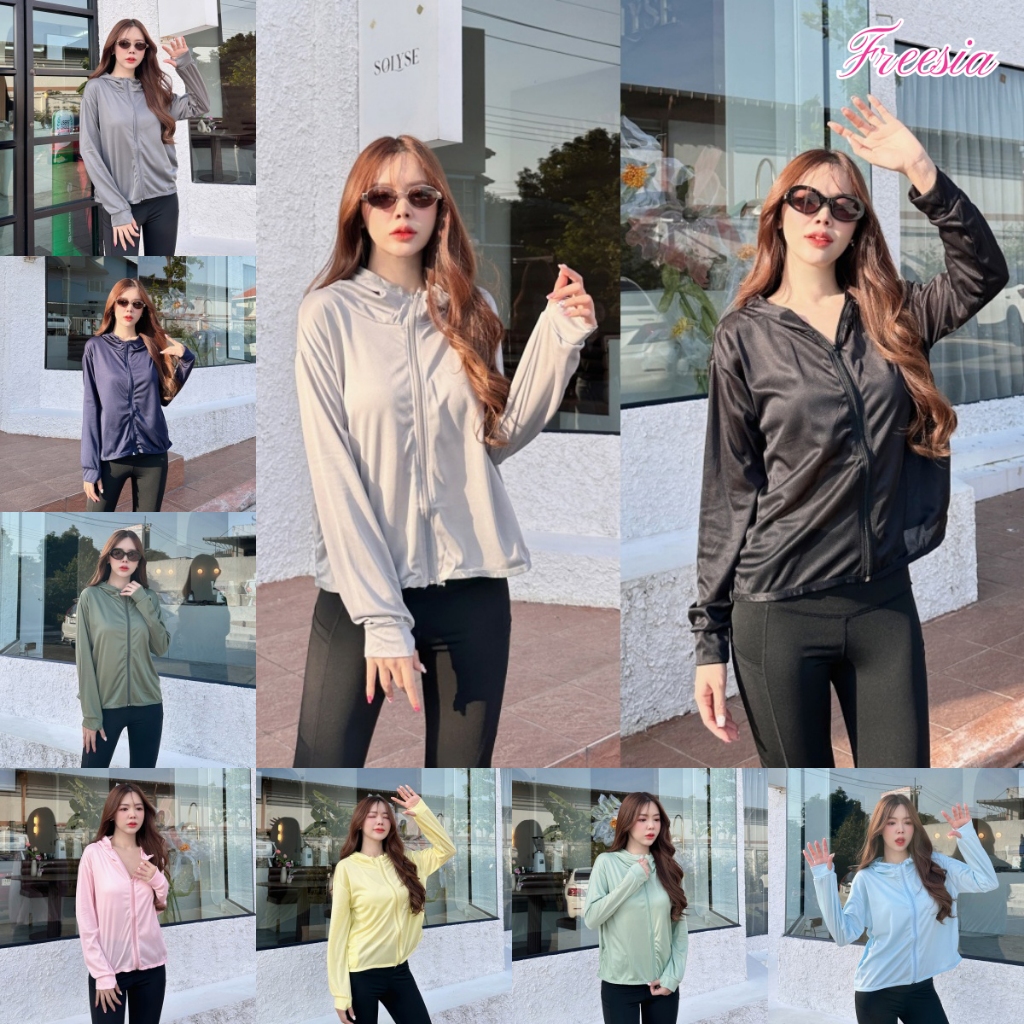 SPF50+ เสื้อฮู๋ตกันเเดด เสื้อเเจ็ตเก็ตกัน UV ระบายอากาศ พร้อมหมวก เบาบางสบาย#92340