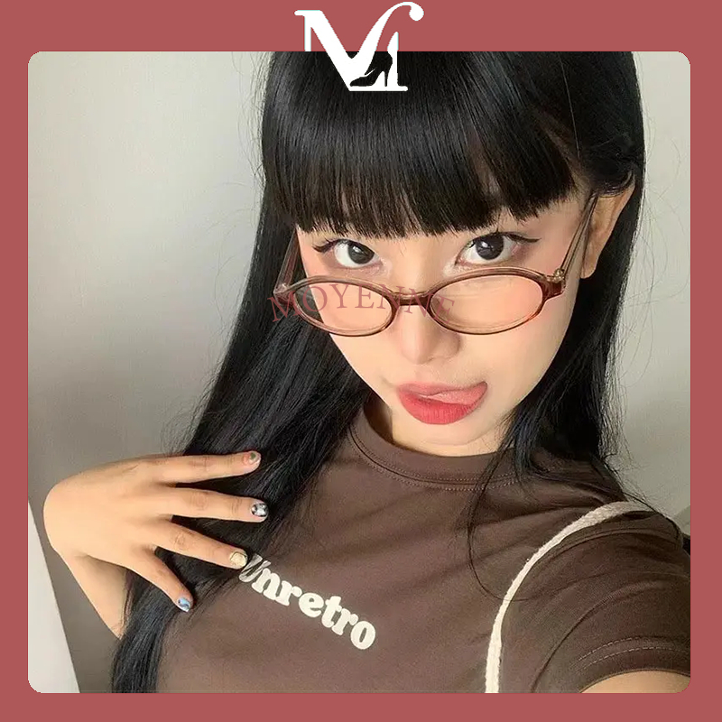 [จัดส่งในกทม] แฟชั่นเกาหลี สีน้ำตาล แว่นกรองแสง เล็ก กรอบแว่นตาทรงรี สไตล์เรโทร ความนิยม เครื่องประดับ แฟชั่น มี 4 สีให้