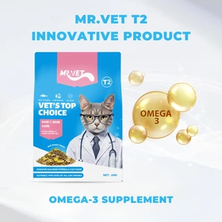 MR.VET Cat Kibble T2 1กก – Rich in Omega-3 สําหรับผิวและเสื้อโค้ทสุขภาพ เหมาะสําหรับแมวทุกวัย