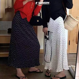 ฝรั่งเศส จุดเวฟ เอวสูง เผยผอม ร้อยจีบ กระโปรงยาวกลาง กระโปรง…