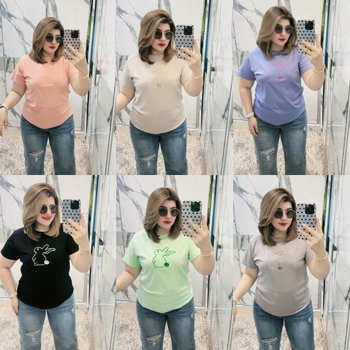 E58 คอกลมปักกะต่ายพื้น อก42