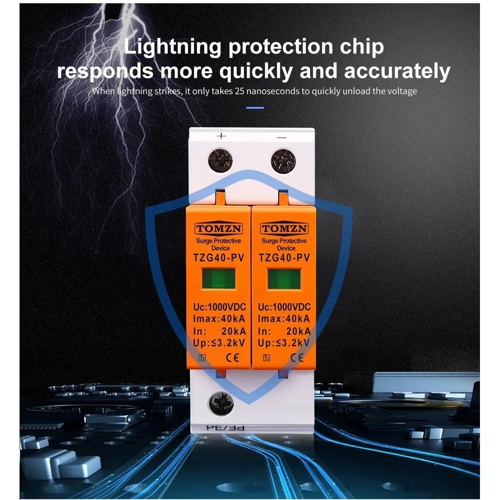 SPD ป้องกันฟ้าผ่า ไฟกระชากโซล่าเซลล์2P Dc 1000Vเสิร์จกันฟ้าผ่า สำหรับโซล่าเซลล์ สินค้าพร้อมส่ง surge protective device - รูปที่ 7