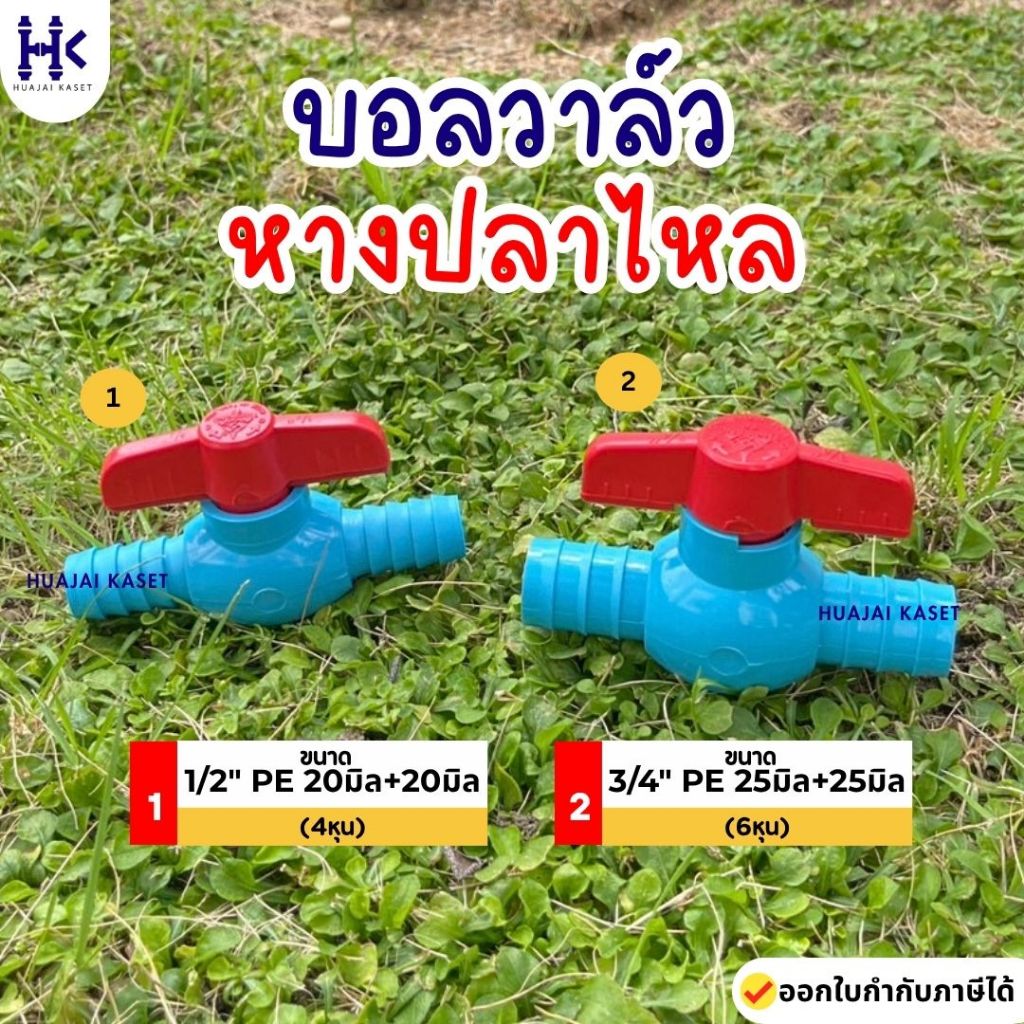 บอลวาล์วหางปลาไหล ขนาด 1/2" + PE20มิล