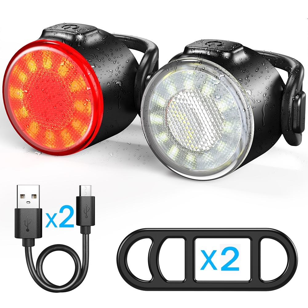 【จัดส่งจากกรุงเทพฯ💥】ไฟหน้าท้ายจักรยาน LED ชาร์จได้เร็ว กันน้ำ IPX5 | ติดตั้งง่าย 3 วินาที | ไฟจักรยานอเนกประสงค์