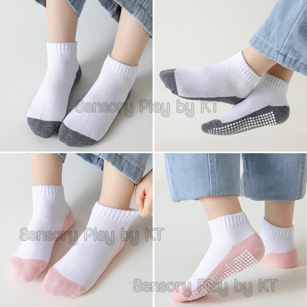 (พร้อมส่ง.ส่งไวค่ะ🇹🇭) Non-slip school socks ถุงเท้าเด็กนักเรียน กันลื่น ข้อสั้น ข้อกลาง ราคาต่อ1คู่ - Sensory Play by KT