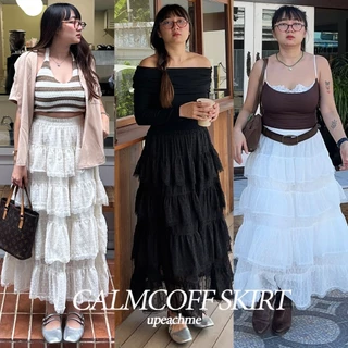 upeachme(A9) Calmcoff Skirt [เอว-40"] กระโปรงยาวแต่งลูกไม้ผ้าเกรดพรีเมียม กระโปรงยาวระบาย4ชั้น กระโปรงยาวลูกไม้