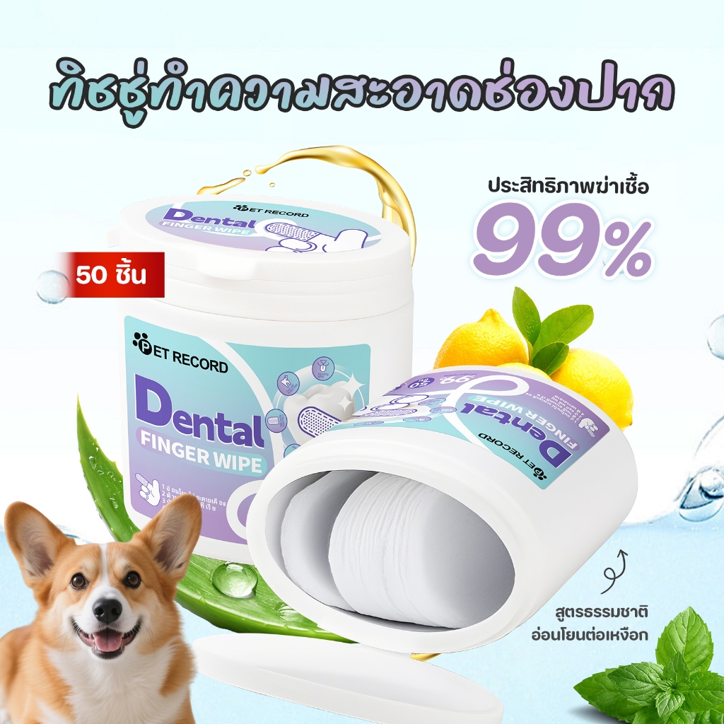 【CAT&DOG】ผ้าเช็ดฟันแมว ฟันหมา 50 ชิ้น ลดคราบหินปูน แปรงสีฟันแมว ขจัดกลิ่นปากในแมว  ทำความสะอาดฟัน