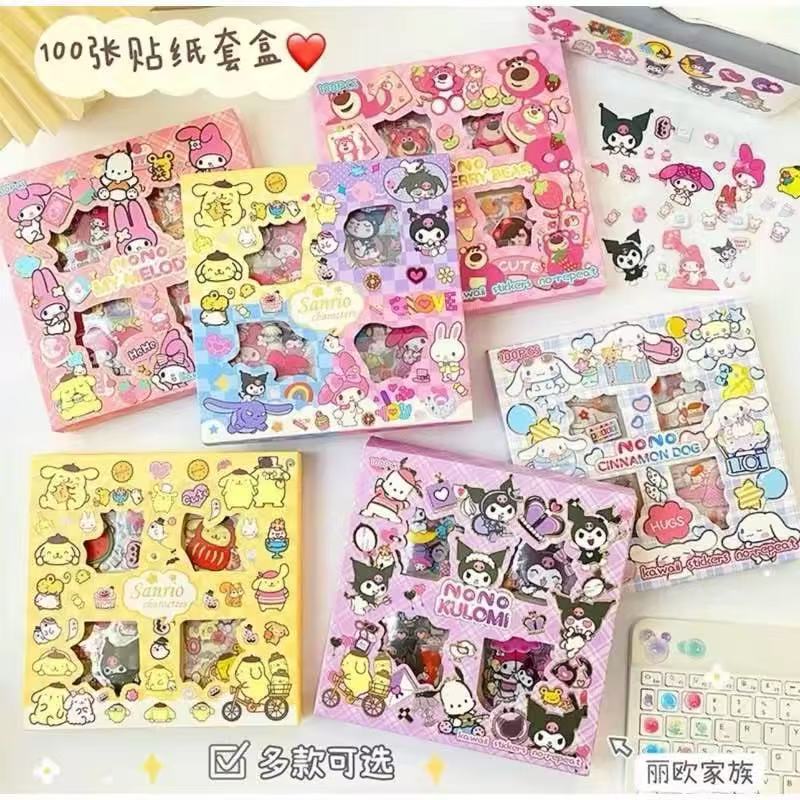 สติ๊กเกอร์ สติ๊กเกอร์กล่อง DIY สำหรับเด็ก 100 ชิ้น แบบคละลาบการ์ตูนน่ารัก