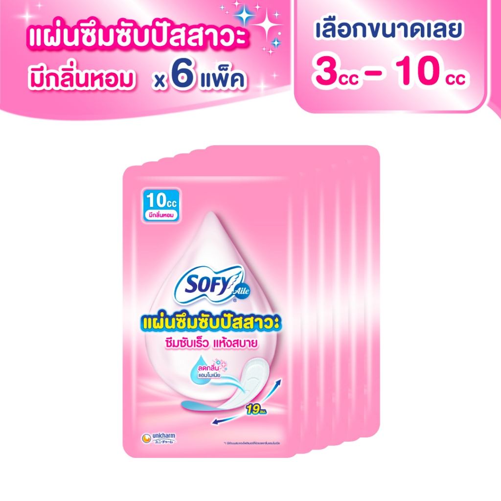 [เลือกแบบเลย] Sofy Aile โซฟี แอล แผ่นอนามัยซึมซับปัสสาวะ มีกลิ่นหอม (6 แพ็ค)