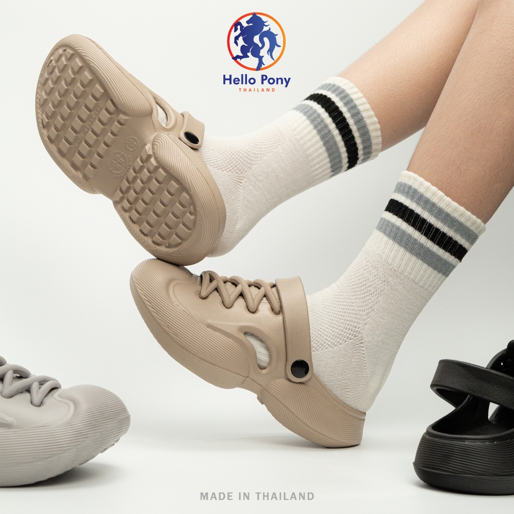 Hello Pony รองเท้าเปิดส้น รองเท้าแตะลำลอง UNISEX ใส่ได้ทั้งชายและหญิง เสริมส้น EVA กันลื่น MHM4014