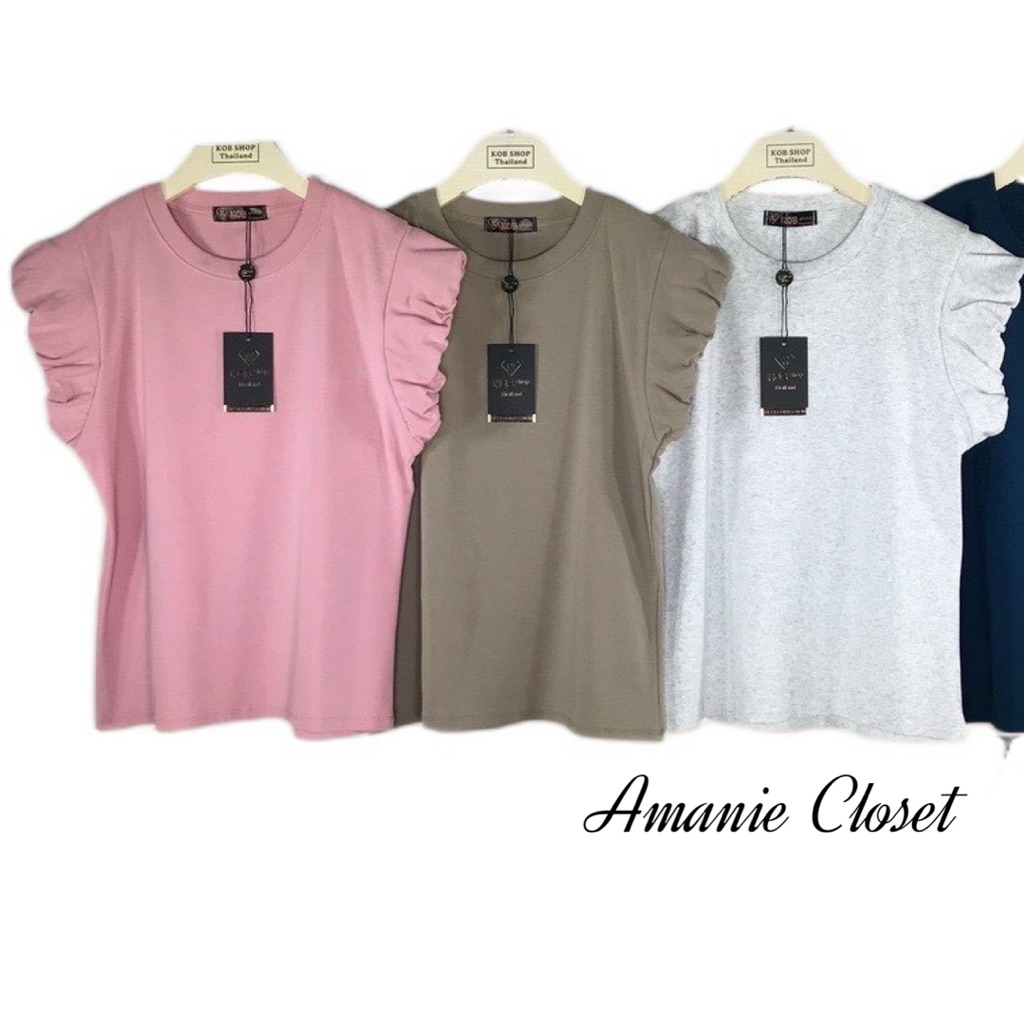 เสื้อคอกลมแขนเจ้าหญิง ทรงสวย ผ้าคอตตอนนุ่มยูนิ KPT47