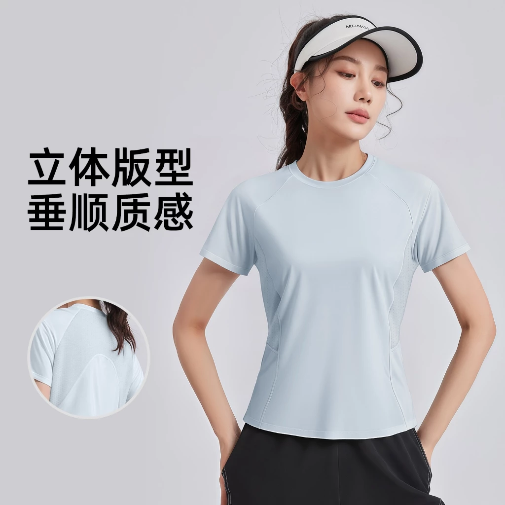 เสื้อยืดออกกำลังกาย แห้งเร็ว ระบายอากาศ วิ่ง ฟิตเนส โยคะ thumbnail 4