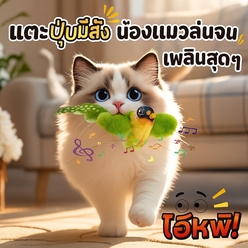 ของเล่นตุ๊กตา ของเล่นแมว รูปนกตลก มีเสียง สําหรับออกกําลังกายสัตว์เลี้ยง U-BIRD