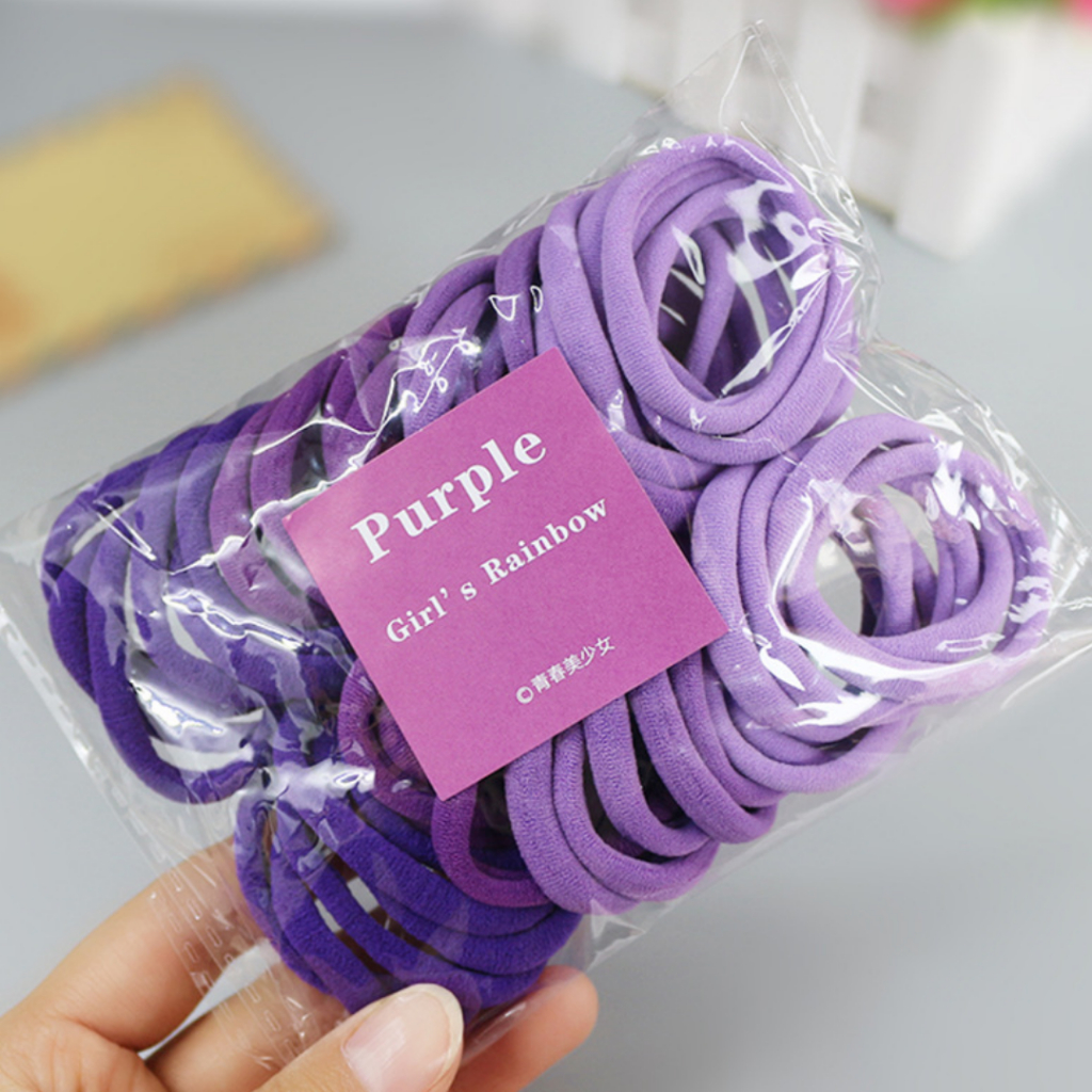 YIYIHOME ยางรัดผม ยางมัดผม ที่รัดมผม ที่มัดผม ไล่เฉดสี  สีสันสดใส เส้นนุ่ม ความยืดหยุ่นสูง 1ถุง/50เส้น - รูปที่ 6