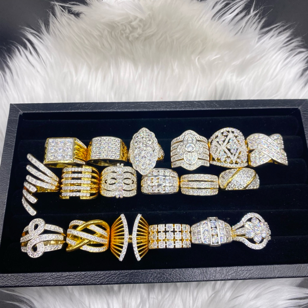 แหวนเพชร งานฝังเพชรcz อย่างดี งานชุบทอง24k ฟรีไซส์(ปรับขนาดได้) งานหรูหรา เพชรเล่นแสงสวยมาก ไม่ลอกไม่ดำ