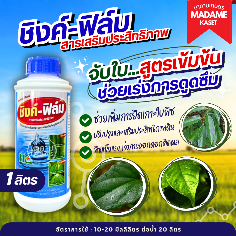 ชิงค์-ฟิล์ม 1 ลิตร สารเพิ่มประสิทธิภาพ จับใบ เพิ่มการแทรกซึมบนผิวใบพืช
